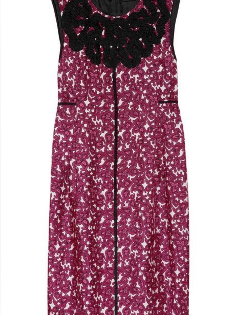 Marc Jacobs Pink Floral Silk A-Line Dress with Black Trim